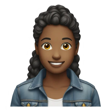 smiling girl in denim outfit sticker