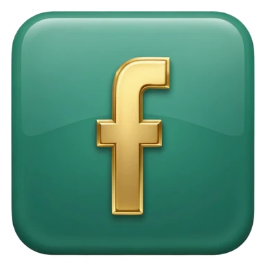 Jade and gold style rounded square Facebook icon button sticker
