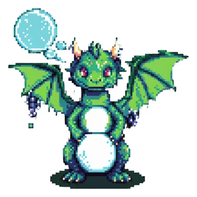 retro Bubble Bobble green dragon shooting bubbles sticker