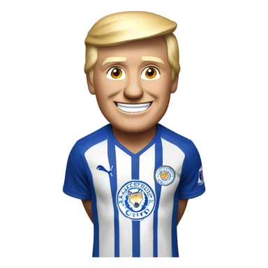 Donald Trump cheering Leicester football club wearing kit victory  sticker