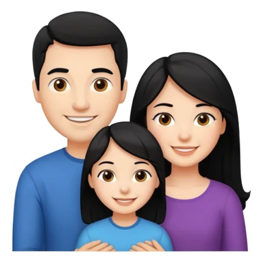 Couple of married man and woman with one kid teenager with black hair sticker