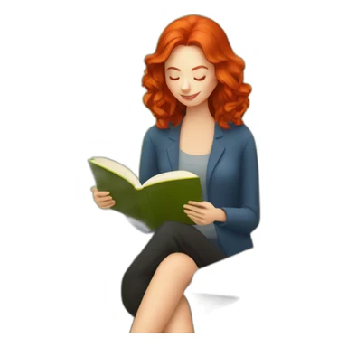 redhead woman reading a book with a glass of wine in a park sticker