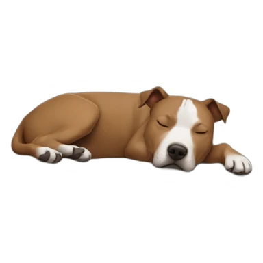 brownish-gray Staffordshire bull terrier sleeping on couch sticker