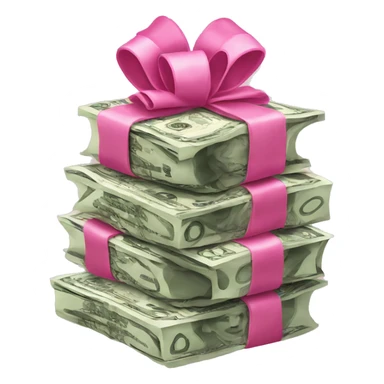 money stack with pink bow sticker