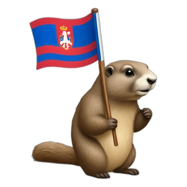 marmot holding the serbian flag sticker