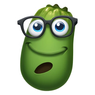 A pickle with blue eyes, wearing glasses sticker