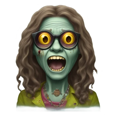  janis joplin zombie dancing, who wears  big circle glasses sticker
