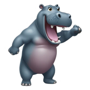 A hippopotamus dancing the macarena sticker