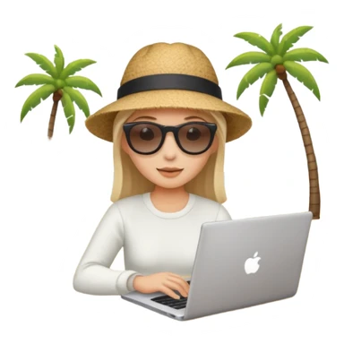 person am laptop und im hintergrund einen strand. bitte neutralen menschen, also keine frau und keinen mann sticker