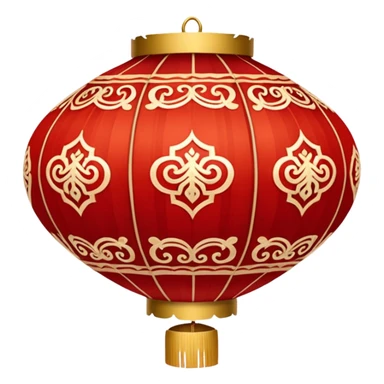 red beige ornamented chinese lantern sticker