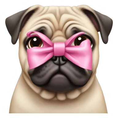 pug with a pink bow on its head  sticker