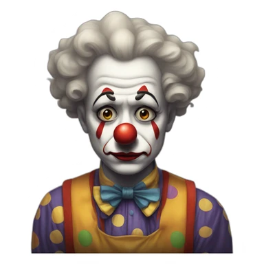 a clown that is very sad  sticker