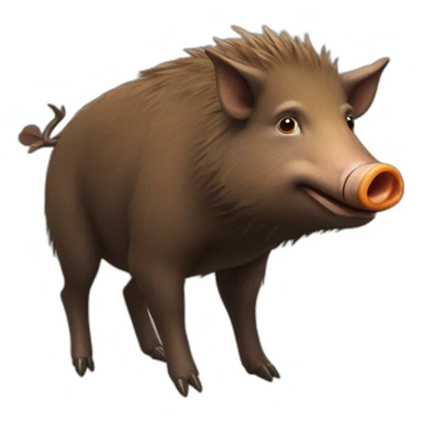 anthropomorphic brown wild boar with orange cheeks with tusks sticker