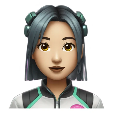 augmented cyberpunk asian girl in tennis uniform sticker