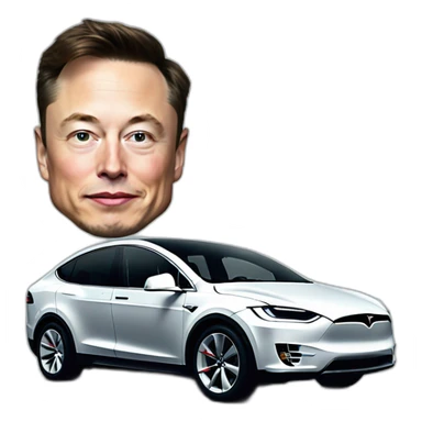 Elon Musk with Tesla model X sticker