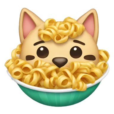 A cat eating pasta and wear a christmas jun pet sticker