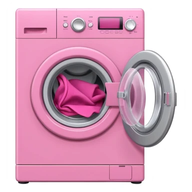 
pink washing machine mid-cycle with clothes tumbling inside sticker