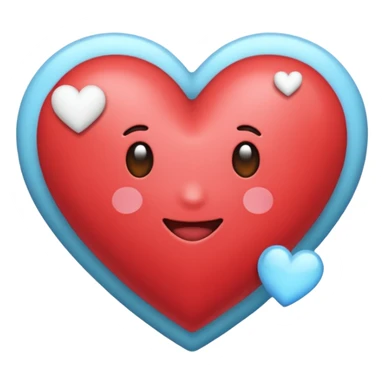 Crea un emoji de corazon que una mitad sea celeste y la otra blanca y en la unión de los colores que este difuminado sticker