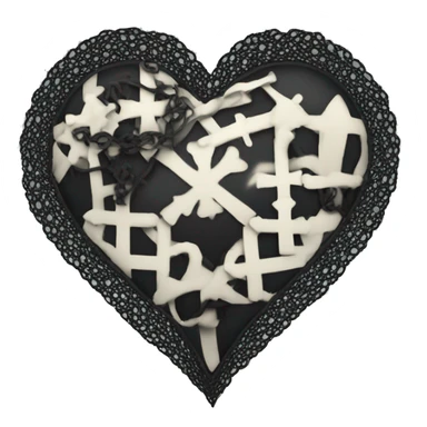 Lacey black heart with cybersigilism and crosses sticker