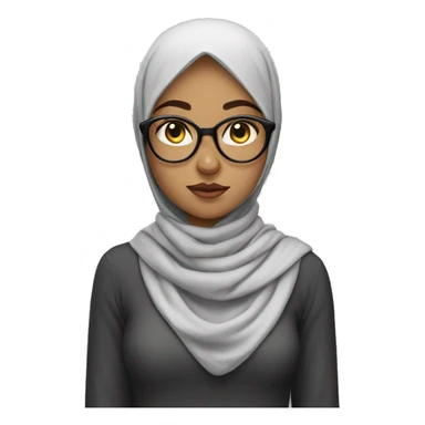 indifferent girl with cat glasess hijab sticker