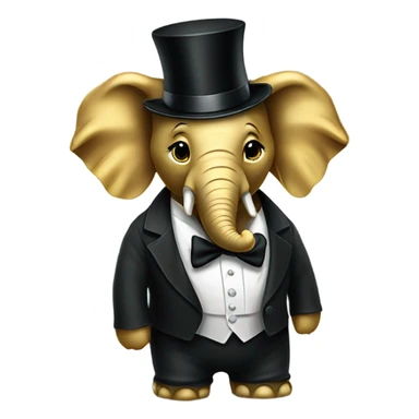 Golden elephant with tux and sunglasses with top hat sticker