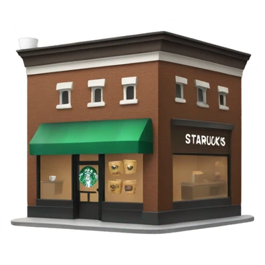 One coffee shop building# with one starbucks logo sticker