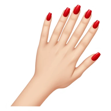 A woman's hand with red nail polish sticker