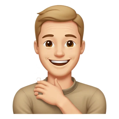 Man laughing with arms crossed around neck sticker