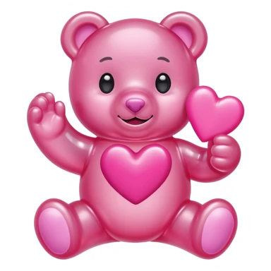 Gummy bear blanco agarrando un corazón rosa cute sticker