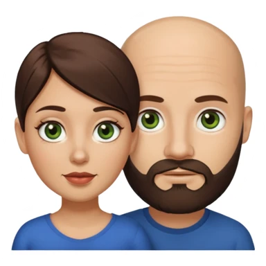 Man beard bald white dark green eyes woman medium hair brown brown eyes latina  sticker