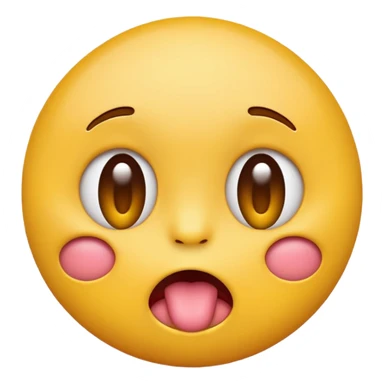 Round yellow emoji face with a bored expression, downturned mouth and tongue poking out sticker