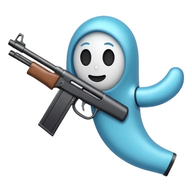 Fantasmas con un fusil moderno y haciendo haciendo en en forma de ✌️ con los dedos sticker
