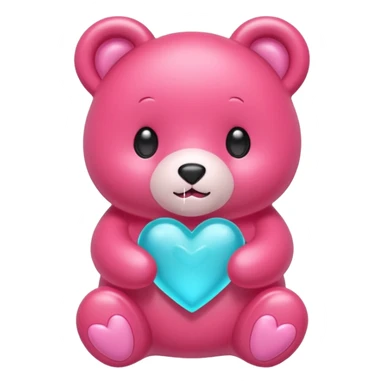 Oso gummy color aguamarina corazón rosa kawaii sticker