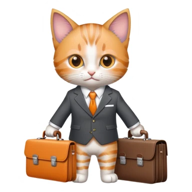 kitten in a suit holding a briefcase sticker