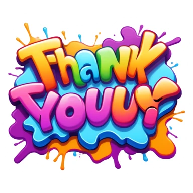 Graffiti the word thank you sticker