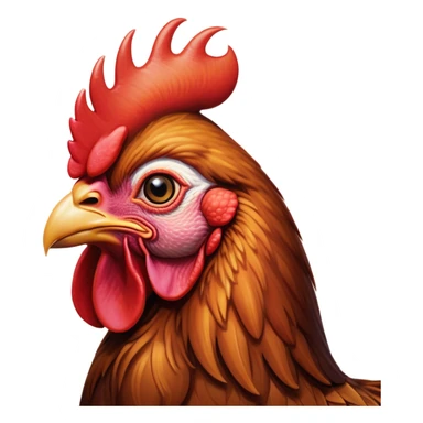 Cinematic Noble Brown Rooster Portrait Emoji, Poised and regal, with a robust, commanding build and a rich, well-groomed brown plumage, deep-set soulful warm eyes, Simplified yet sharp and sophisticated features, highly detailed, glowing with a soft, dignified glow, high shine, intelligent and proud, stylized with an air of rustic majesty, focused and attentive, soft glowing outline, capturing the essence of a watchful and confident leader, so majestic it feels as though it could crow out of the screen with effortless authority! sticker