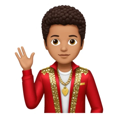 Bruno Mars with dark brown hair, red sequin outfit sticker