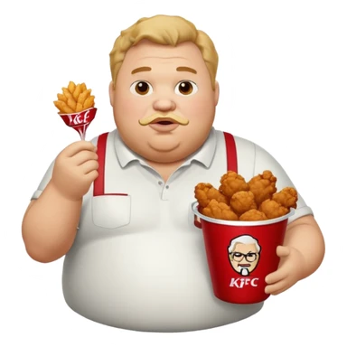 A fat guy eating kfc fried chiceb sticker