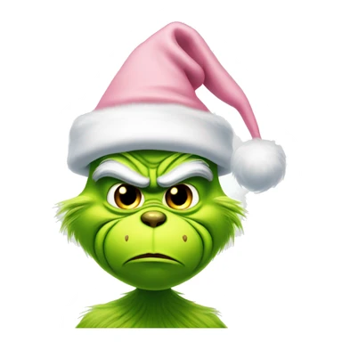 Grinch with a light pink santa hat sticker