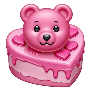 transparent pink gummy bear heart pink  cake  sticker