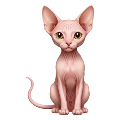 pink sphynx hairless cat full body sitting sticker