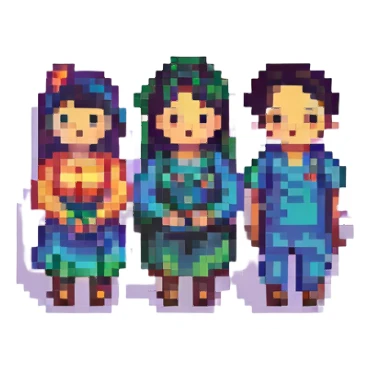 asian gay couple, pixel art style retro pixelated sticker