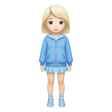 Kawaii girl Japanese full body blue pastel sticker