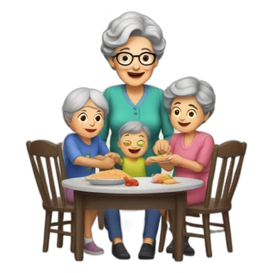 Granny with family in the table sticker