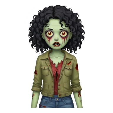 mulher com cabelo cacheado preto em corpo de zumbi sticker