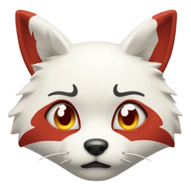Kitsune head, red and white, sad face sticker