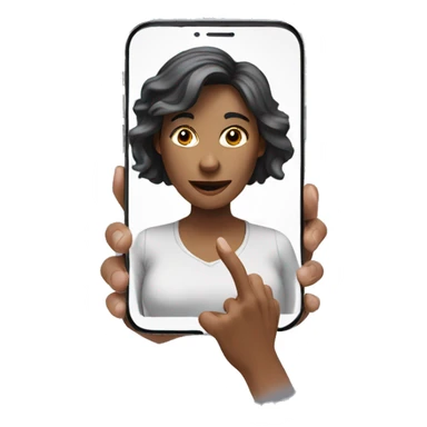 woman showing phone screen to viewer with perspective sticker