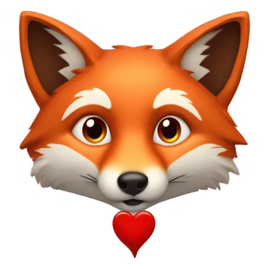 deep lush red fox face with tiny red heart instead of eyes sticker
