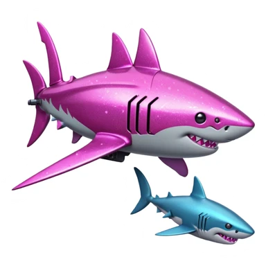 glitter mech shark pink cyberpunk sticker
