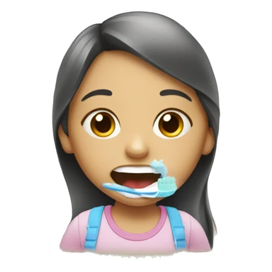 a little girl brushing teeth sticker